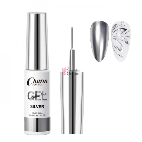 Oja semi UV/ LED Liner metalic Charm Mirror Gel de 10 ml - CHR01 SILVER (Argintiu)